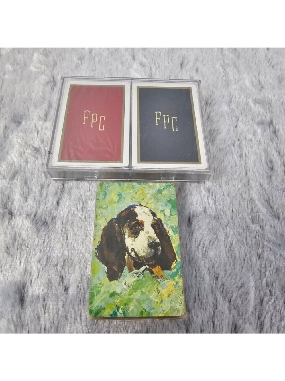 NEW Lot of 3 Stardust Playing Cards Plastic Coated Vintage USA Basset Hound - Picture 2 of 8